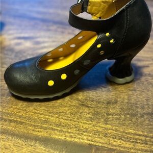 John Fluevog Black and Yellow Heels